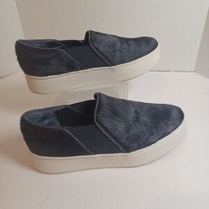 Vince Warren Navy Blue Calf Hair Platform Slip On Sneakers Womens 8.5 M EUR 38.5